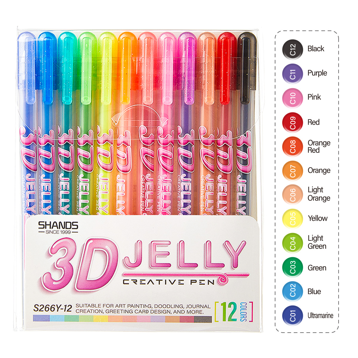 SHANDS 12PCS 3D Jelly Gel Pens - Copic Marker Sketch recension och pris